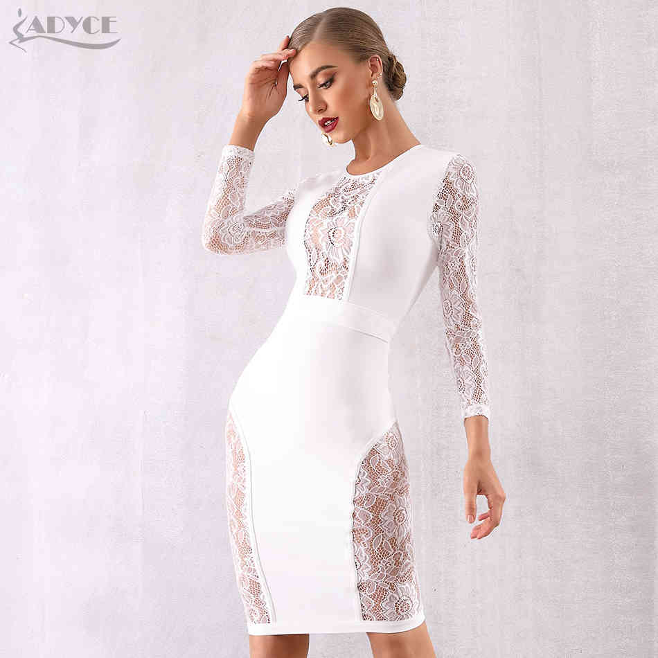 Autumn Black Lace Bandage Dress Women Sexy Hollow Out Long Sleeve Club Elegant Celebrity Evening Party 210423