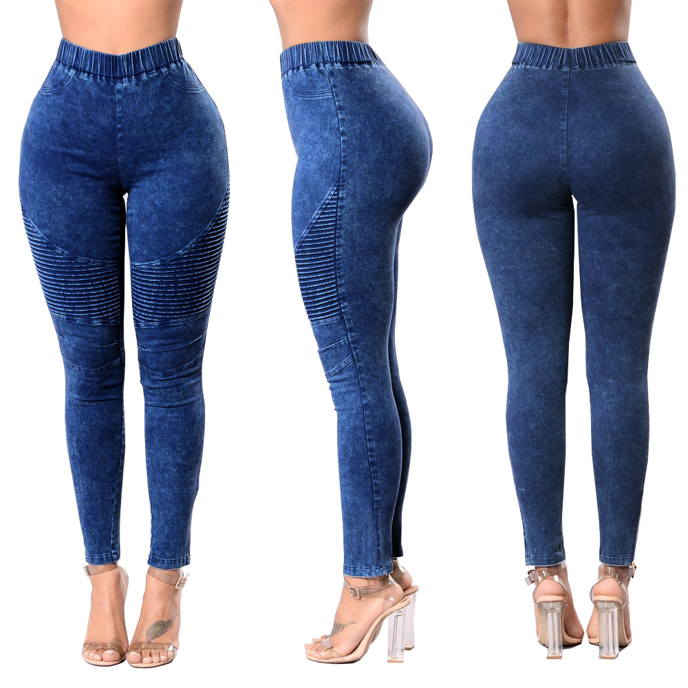 Women Denim Skinny Jeggings Pants High Waist Stretch Jeans Slim Pencil Trousers jeans femme