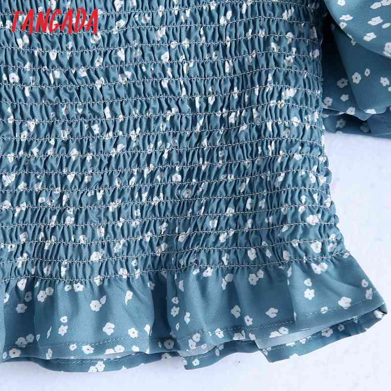 Women Retro Floral Print Crop Short Sleeve Summer Chic Female Sexy Slim Shirt Tops 6Z68 210416
