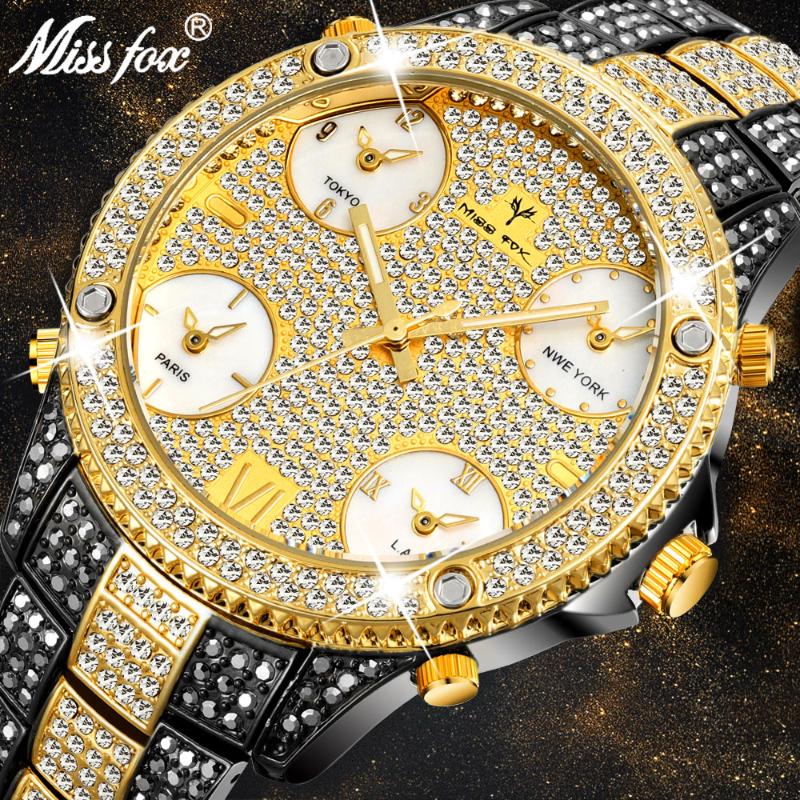 Wristwatches MISSFOX 51MM Oversized Big Dial Luxury Watch Men Diamond Accented Case With 5 Quartz Movt Analog Male Gold Business Wrist, V305-gs
Wristwatches MISSFOX 51MM Oversized Big Dial Luxury Watch Men Diamond Accented Case With 5 Quartz Movt Analog Male Gold Business Wrist, V305-gs