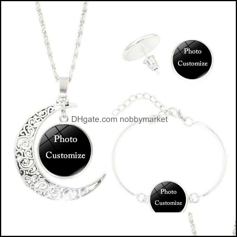 Bracelet, Earrings & Necklace Jewelry Sets Personalized Custom Made Po Medallions Set Glass Cabochon Pendant Moon Stud Dangle Bracelet Bangl, Black
Bracelet, Earrings & Necklace Jewelry Sets Personalized Custom Made Po Medallions Set Glass Cabochon Pendant Moon Stud Dangle Bracelet Bangl, Black