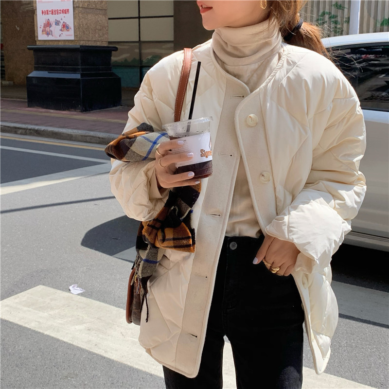 Chic Female Coat Winter Jacket Thick Warm Women Parkas Vintage Elegant Stitching Solid Single-breasted Parka 210421