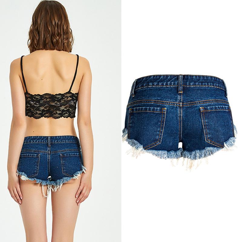 Summer Women's Shorts Tassel Sexy Super Denim For Women Low Waists Jeans Female Blue Plus Size