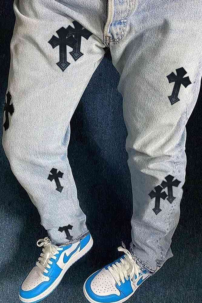 vibe High cross street jeans men' summer straight baggy pants men' casual pants, White
vibe High cross street jeans men' summer straight baggy pants men' casual pants, White