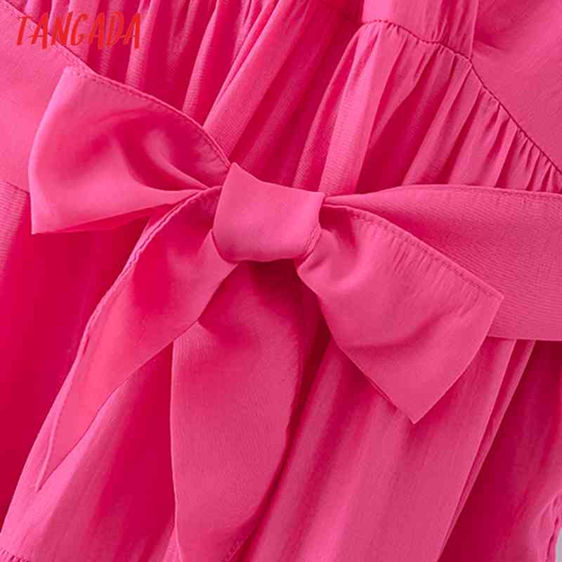 Summer Women French Style pink Elegant Slash Short Sleeve Ladies Midi Dress Vestidos 2M140 210416