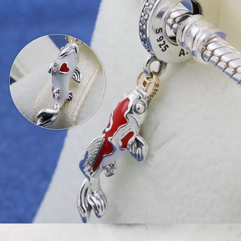 925 Sterling Silver Good Fortune Carp Clear CZ & Mixed Enamel Charm Bead Fits European Pandora Style Jewelry Charm Bracelets, Black
925 Sterling Silver Good Fortune Carp Clear CZ & Mixed Enamel Charm Bead Fits European Pandora Style Jewelry Charm Bracelets, Black