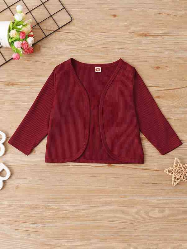 Baby Open Front Coat & Floral Print Ruffle Trim Bodysuit SHE