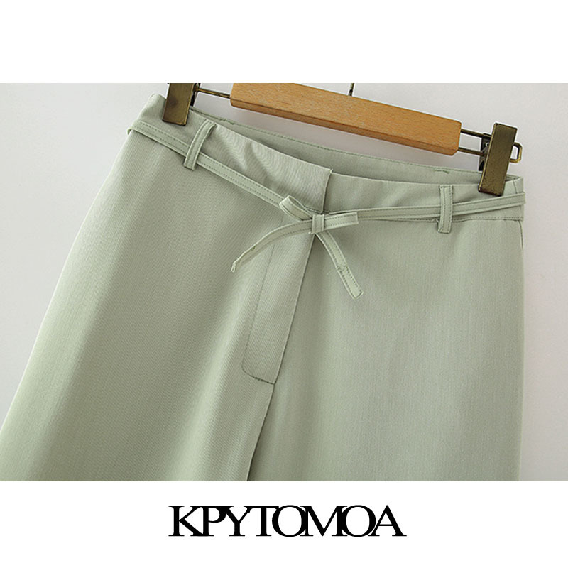 Women Fashion With Drawstring Tied Straight Pants High Waist Side Pockets Female Ankle Trousers Mujer 210420