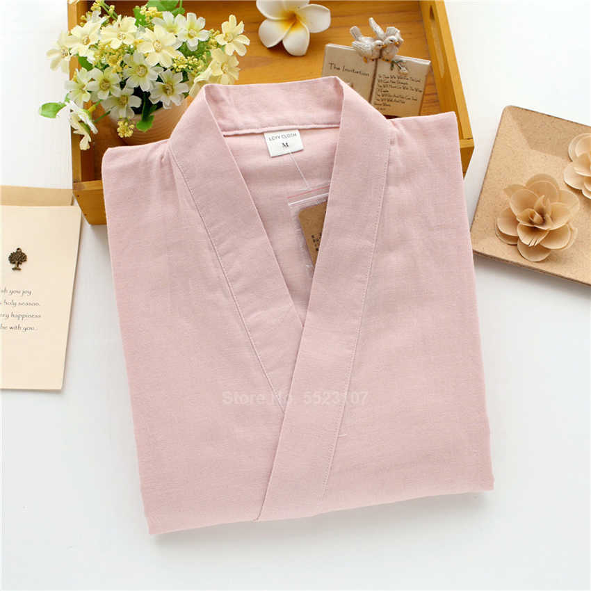 Traditional Kimono Sleepwear for Men Women Pure Cotton Loose Style Bathing Yukata Tops Trousers Pajamas Set Couple's Nightgown 210924