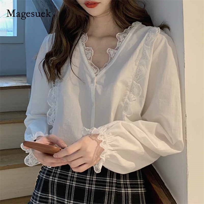 Casual Vintage V-neck Korean Elegant Women Tops Long Sleeve Lace Shirt Sexy Cotton Shirts with Blouse Blusas 10913 210518, Black
Casual Vintage V-neck Korean Elegant Women Tops Long Sleeve Lace Shirt Sexy Cotton Shirts with Blouse Blusas 10913 210518, Black