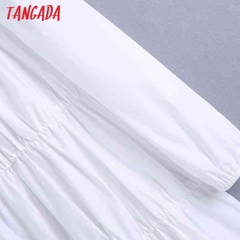 Women Fashion Square Collar White A-line Dress Vintage Long Sleeve Female Short Dresses Vestidos Mujer BE510 210416