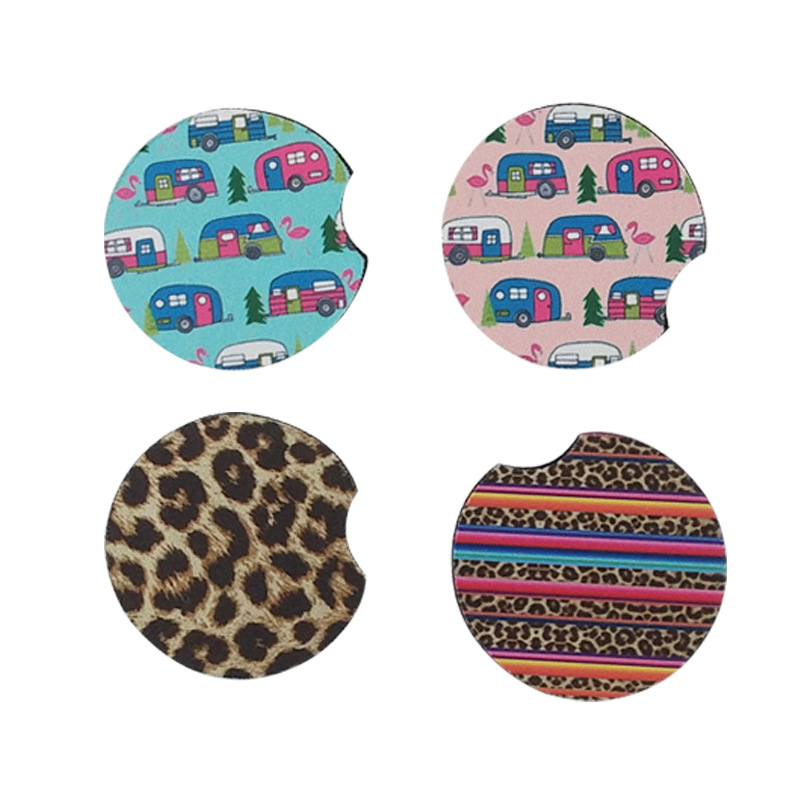 22 Colors Neoprene Drink Cactus Unicorn Flower Printed Coffee g Mats Soft Round Non-slip Coaster for Car Home Decoration Free shipping