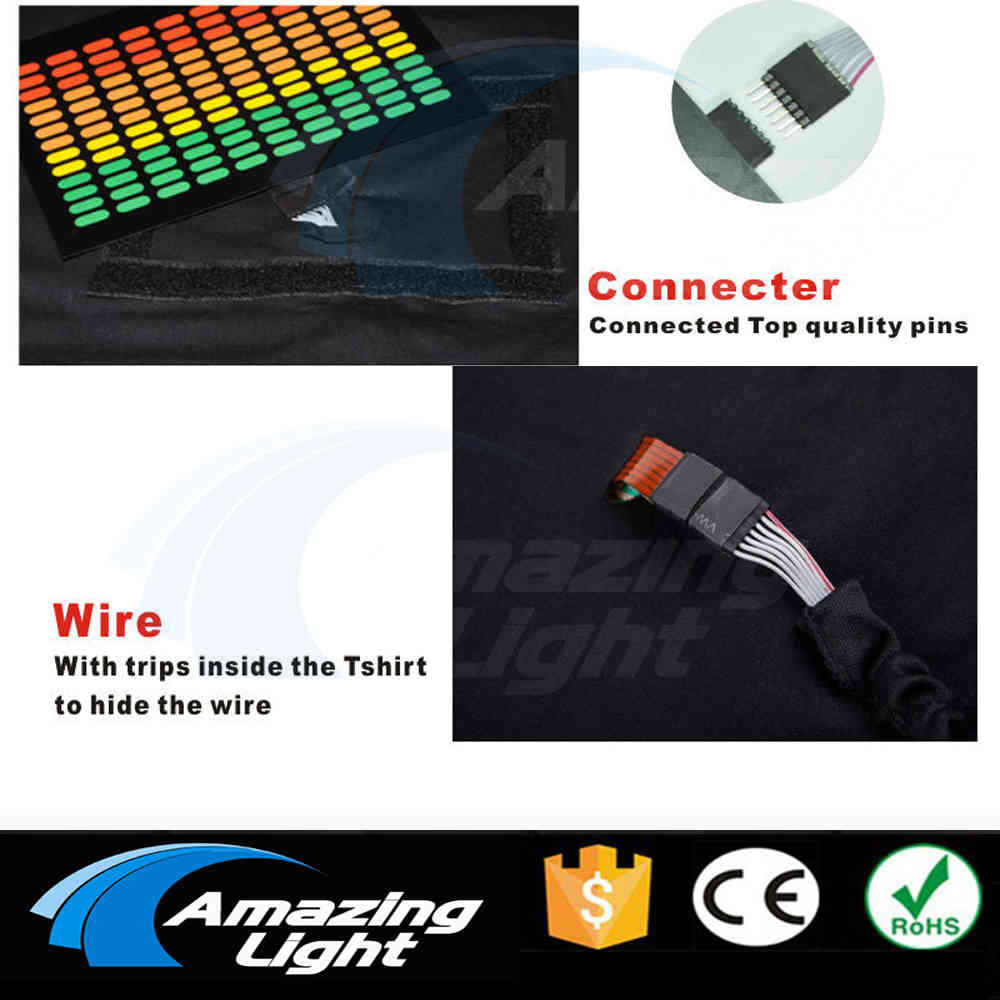 Sound Active Equalizer El T shirt Equalizer Light up down led t shirt Flashing music activated led t-shirt 210329