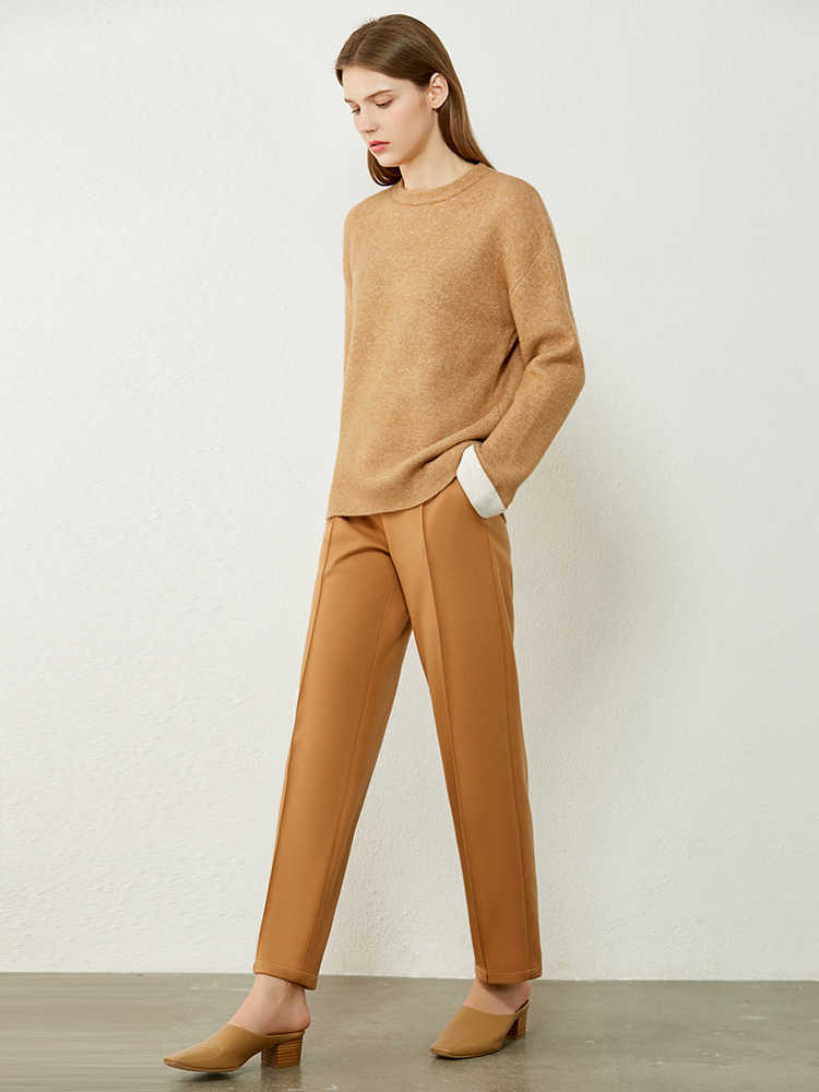 Minimalism Autumn Winter Fashion Sweaters For Women Causal Oneck Spliced Loose Women's Sweater Female Pullover 12040570 210527