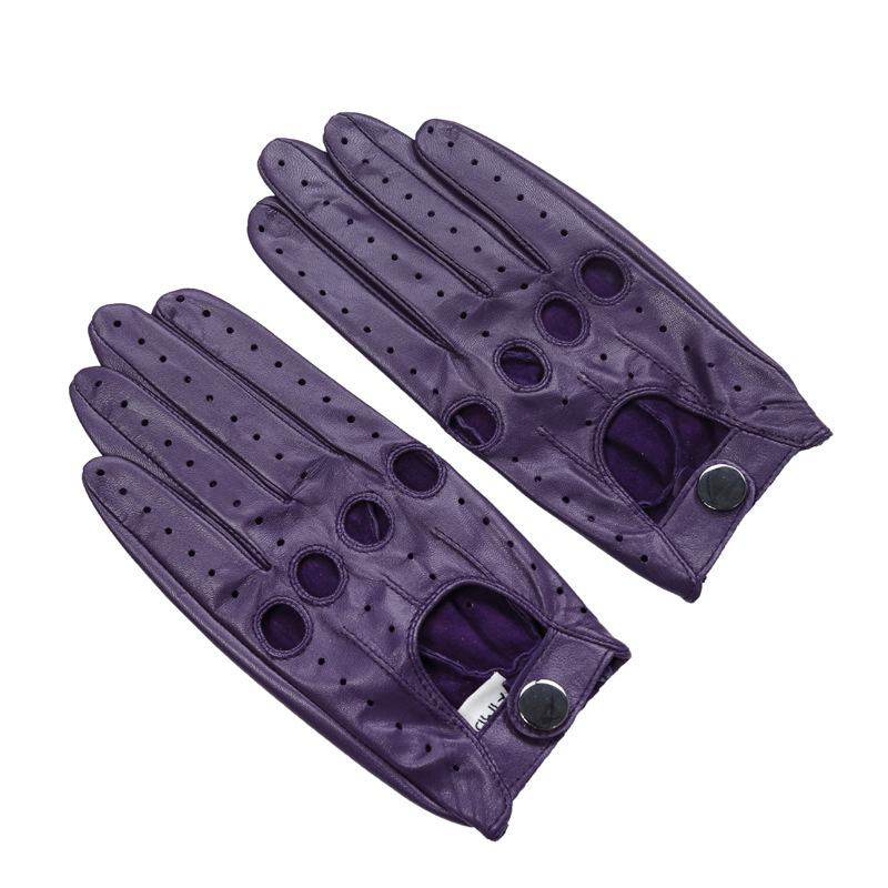 Fashion Breathable Women Leather Gloves Spring Driving Gloves Full Finger Non Slip Mitten Female Real