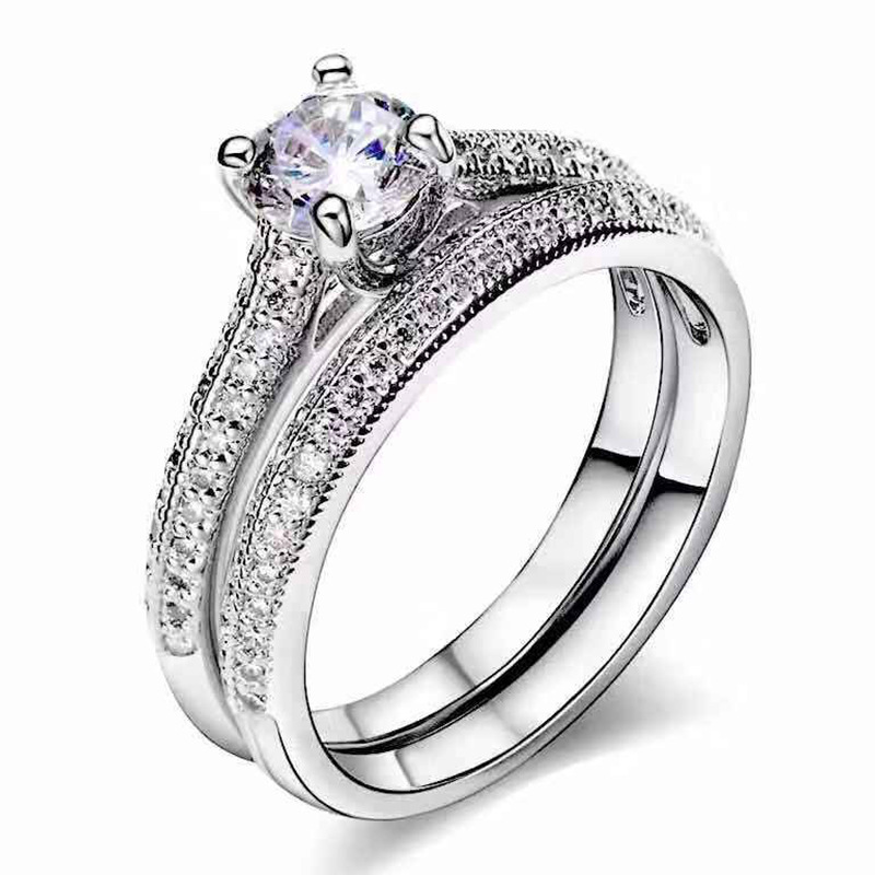 Silver Ring For Women Simple Design Double Stackable Fashion Jewelry Bridal Sets Wedding Engagement Rings Accessory
Silver Ring For Women Simple Design Double Stackable Fashion Jewelry Bridal Sets Wedding Engagement Rings Accessory