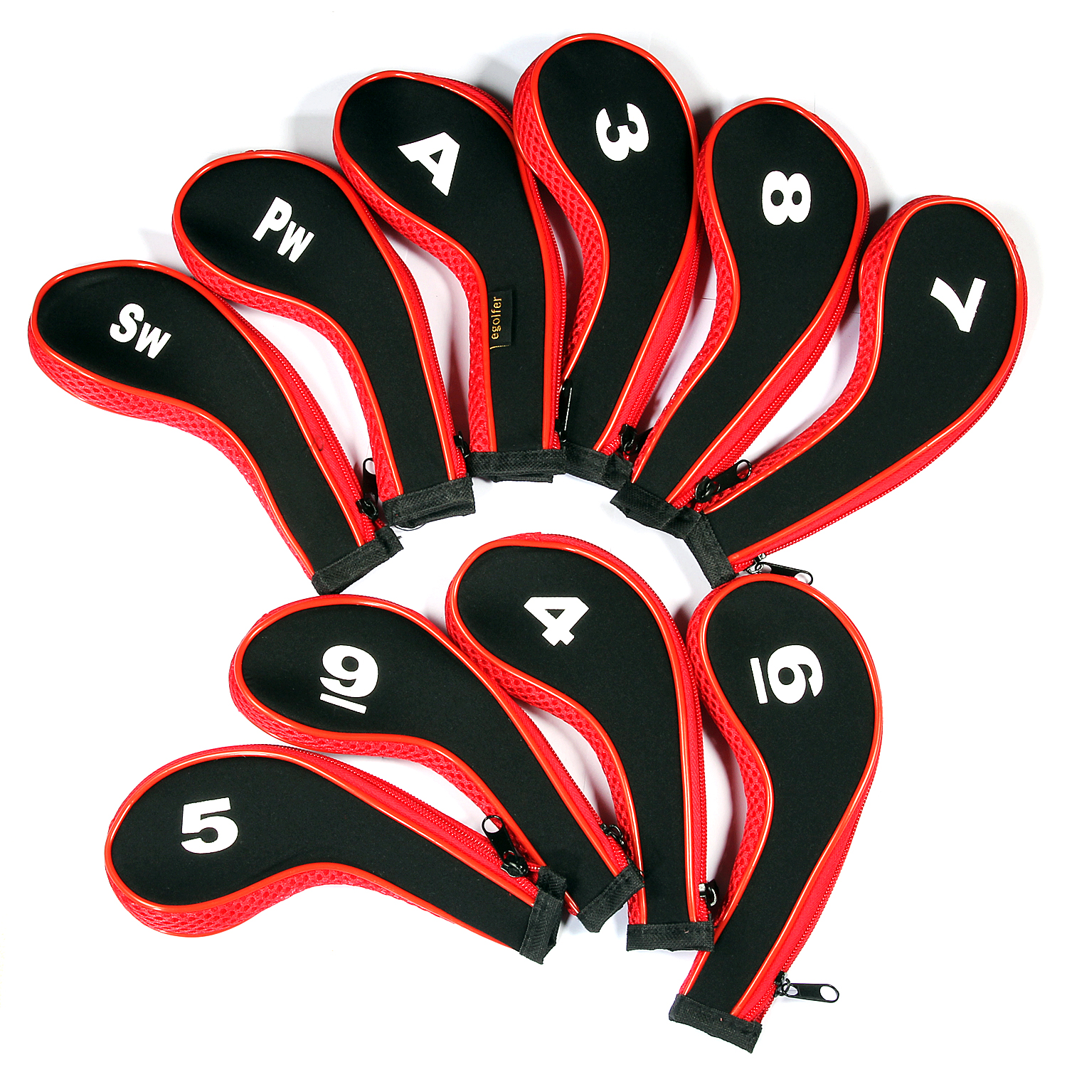 Portable ZIPPER Golf Club Irons Head Covers Set