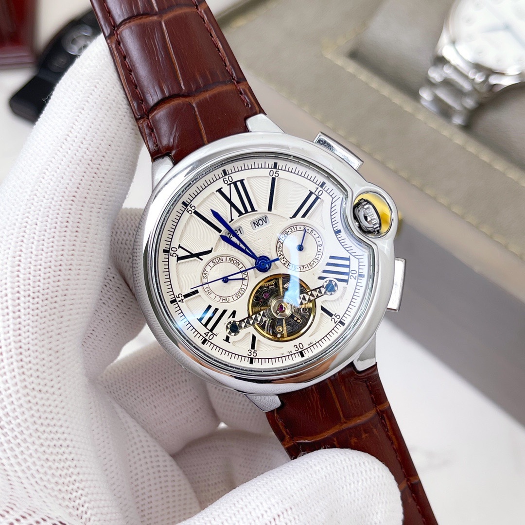 Men's fashion watch, full automatic mechanical movement, leather strap, silver, Customize
Men's fashion watch, full automatic mechanical movement, leather strap, silver, Customize