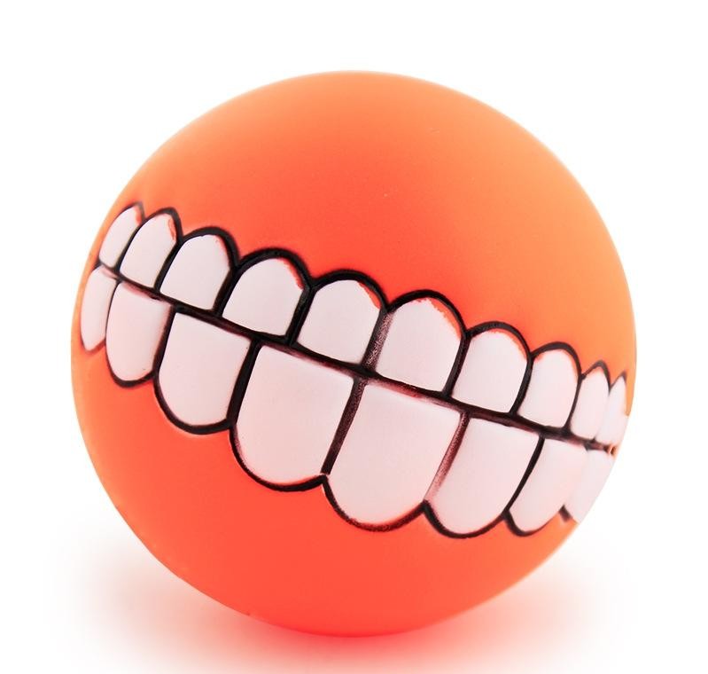 DHL Free Funny Pets Dog Puppy Cat Ball Teeth PVC Chew Sound Dogs Play Fetching Squeak Toys Pet Supplies Silicon Toy C0610X2