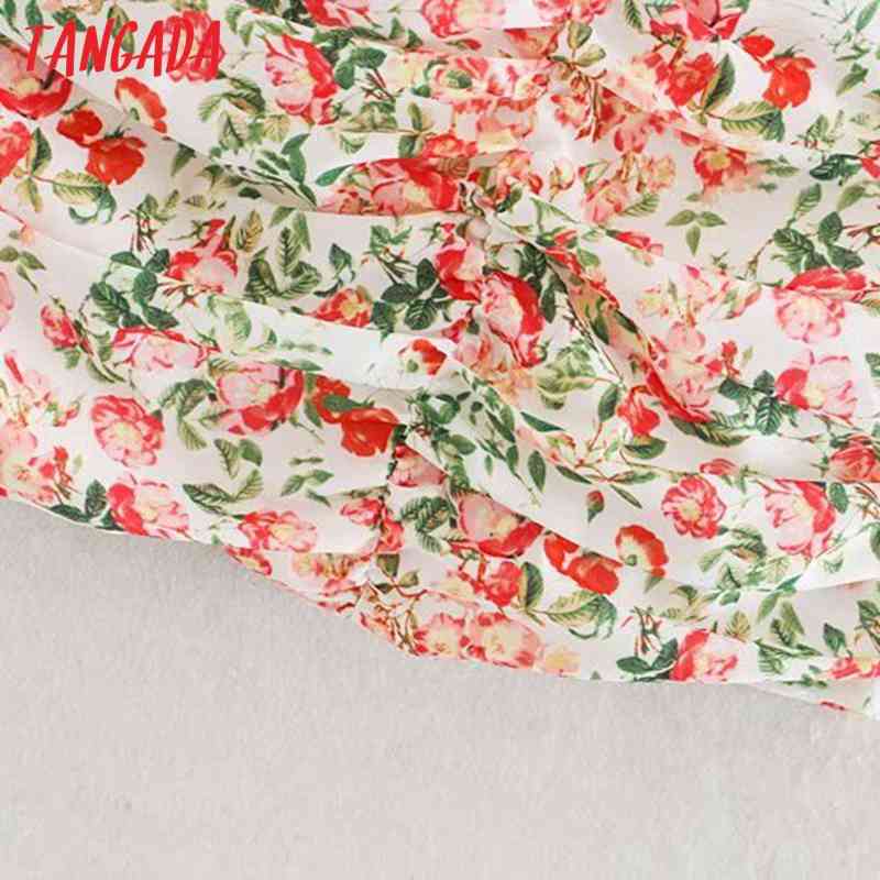 Women Floral Print Camis Crop Top Spaghetti Strap Sleeveless Backless Short Blouses Shirts Female Tops 3D36 210416