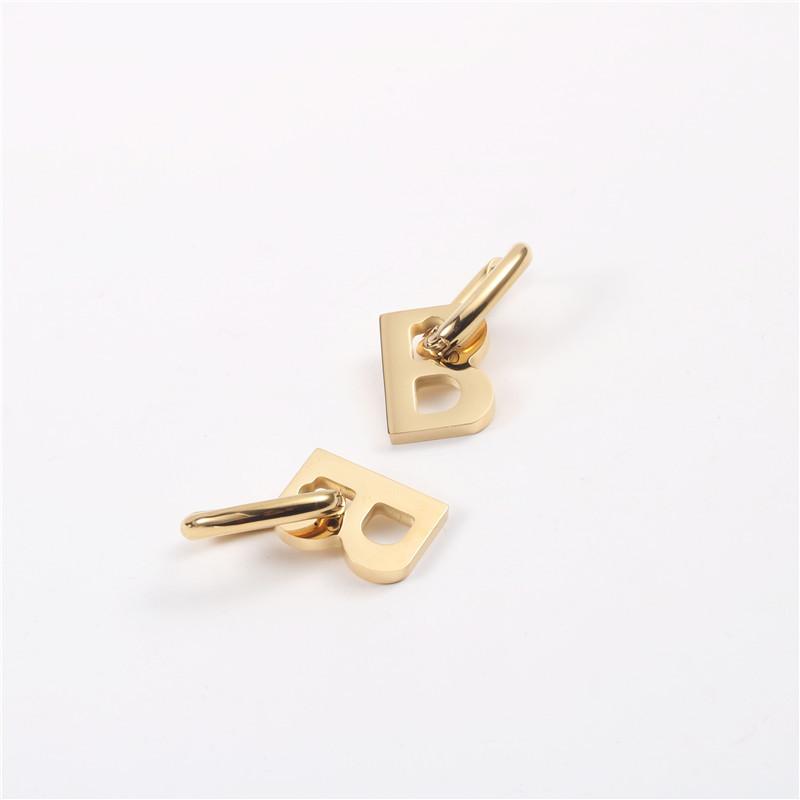 Hoop & Huggie Tarnish Free PVD Gold Finish Detachable Symple Letter Earring Stainless Steel Jewelry Wholesale