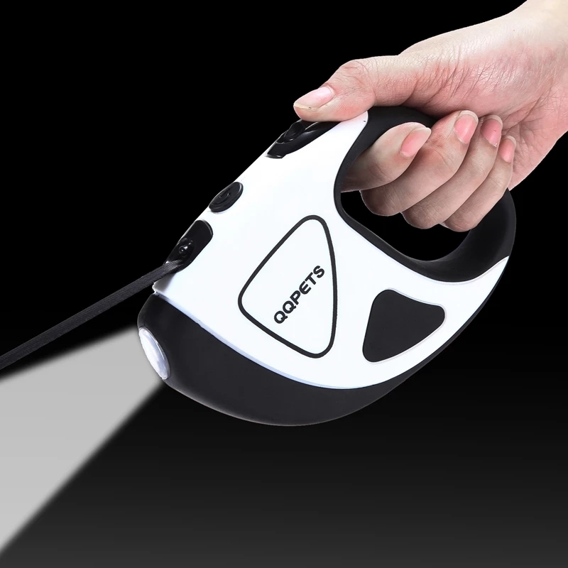 Pet supplies dog automatic retractable fiber traction belt night safety LED light automatic stretching