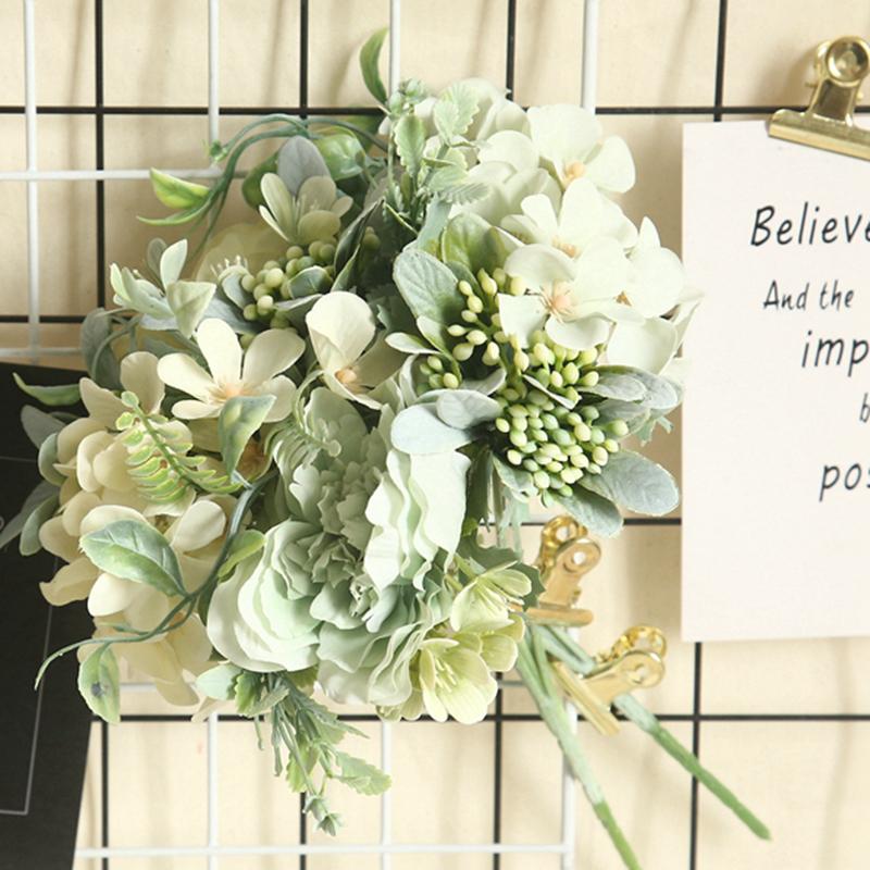 LuanQI Camellia Artificial Flowers Hydrangea Silk Peony Bouquet Fake Flower DIY Rose Wedding Supply Bride Holding Decor For Home Decorative