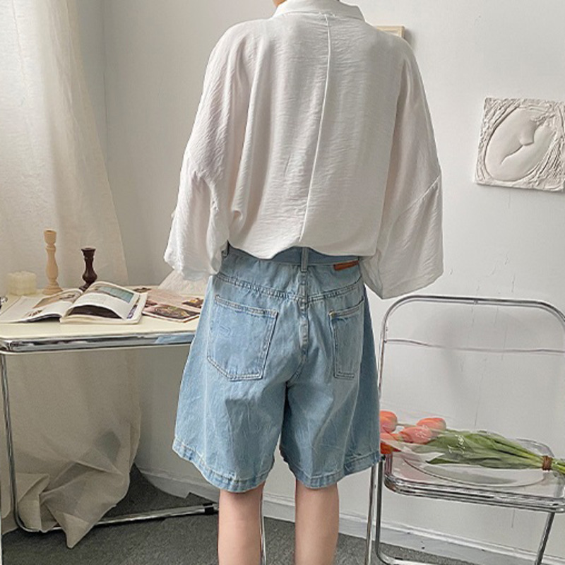 IEFB Tops Stand Collar Short Sleeve Loose Solid Color Shiny Fabric Summer White Shirts Men's Oversized Clothing 210524