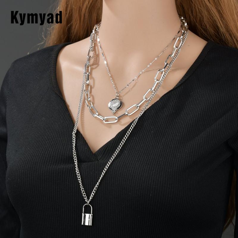 Pendant Necklaces Kymyad Multilayer Necklace Women Lock Steampunk Style Link Chains Collier Femme Bijoux Statement
Pendant Necklaces Kymyad Multilayer Necklace Women Lock Steampunk Style Link Chains Collier Femme Bijoux Statement