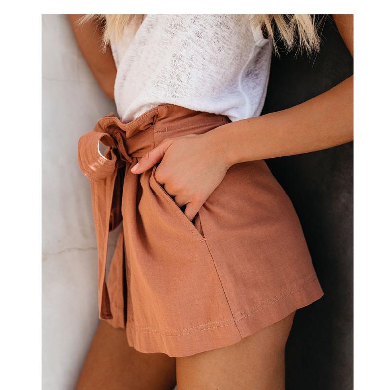 Summer Women's Shorts High-waisted Single-breasted Breeches With Wide Leg Made Of Cotton Show Slim Plus Size
