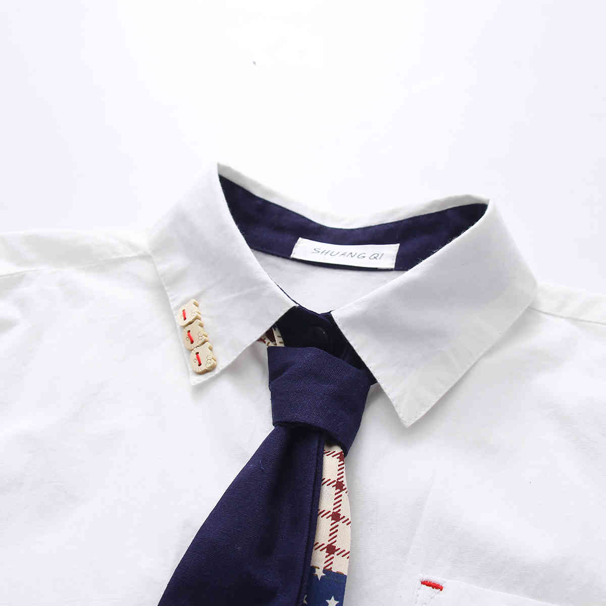 Fashion Korean Cotton Long Sleeve Cute Women Shirts Cartoon Tie White Blouse Leisure Preppy Ladies Tops Plus Size 7439 50 210512