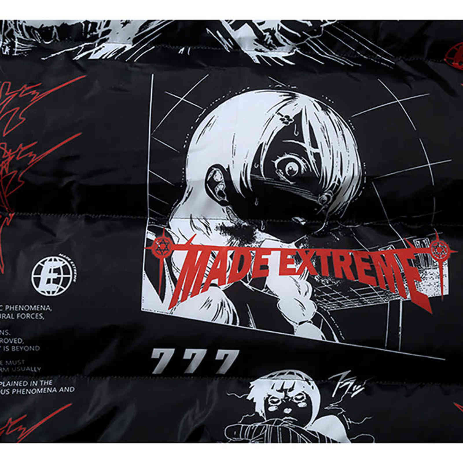 TEDSN Down Jacket Japanese Cartoon Graffiti Print Men Thick Parka Winter Warm Padded Coats Harajuku Windbreaker Streetwear 211110