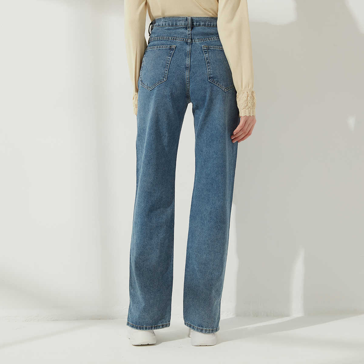 Wixra Side Opening High Waist Jeans Women Streetwear Straight Jean Femme Blue Black 100% Cotton Cargo Denim Pants 210616