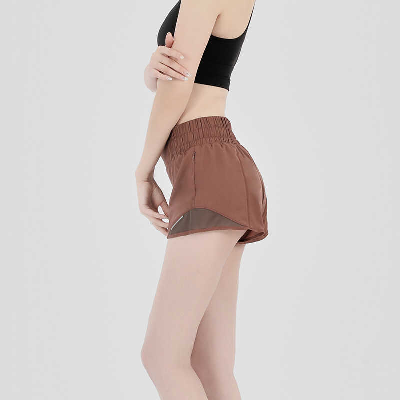 Women Stretch Short Low Waist Shorts with Zipper Pocket Butter Soft Fabric mesh Net Yarn Stitching Reflective shorts 1 SIZE up 210714