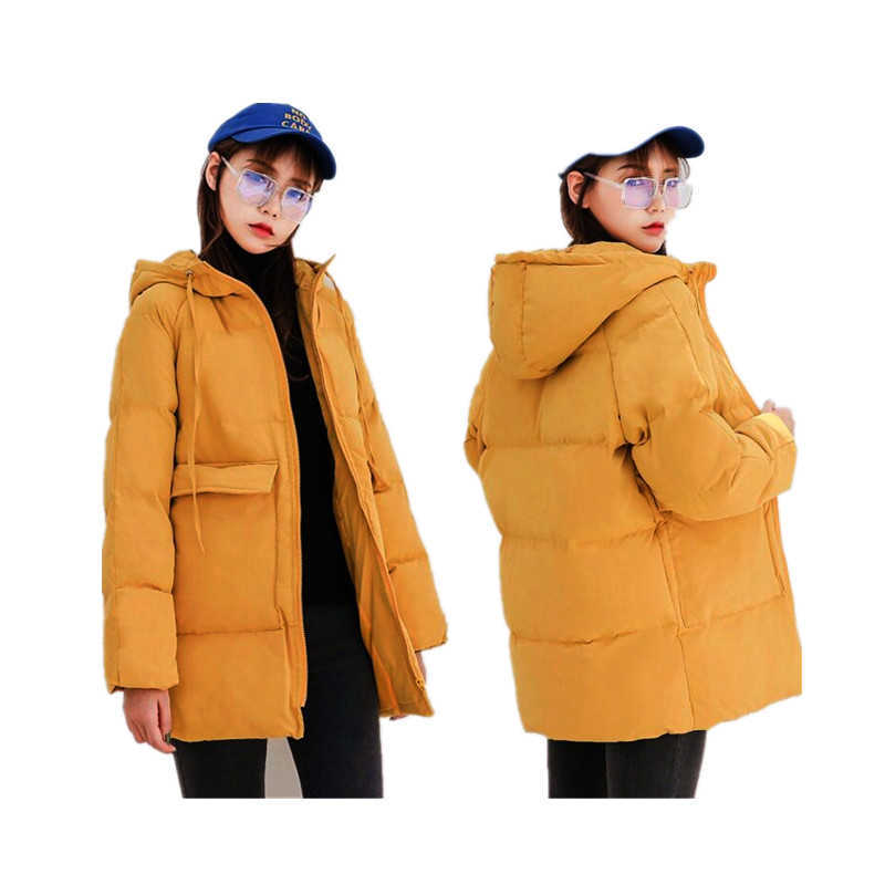 Autumn Winter Cotton Parkas Oversized Coats and Jackets Womens Outerwear Hooded Puffer Jacket Beige Blue Black 211008