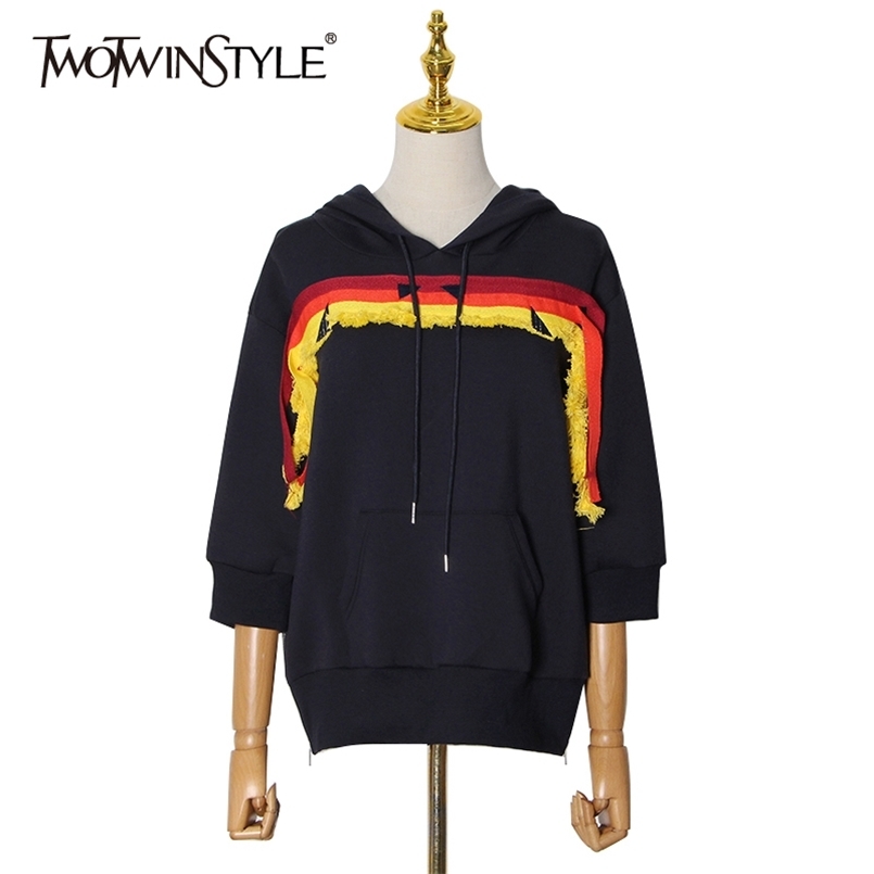 Hit Color Casual Sweatshirt For Women Hooded Collar Long Sleeve Patchwork Streetwear Sweatshirts Female Fashion 210524, Blue
Hit Color Casual Sweatshirt For Women Hooded Collar Long Sleeve Patchwork Streetwear Sweatshirts Female Fashion 210524, Blue