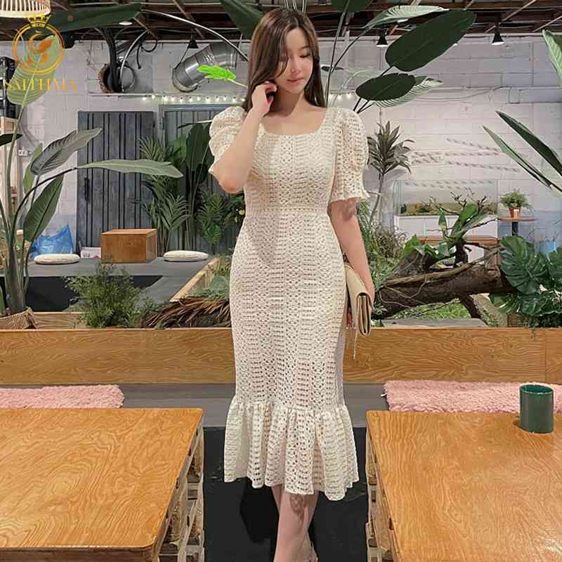 Fashion Korean Temperamen Summer Dresses Women's Square Neck Slim Lace Hollow Out Trumpet Mermaid Dress 210520, Picture color
Fashion Korean Temperamen Summer Dresses Women's Square Neck Slim Lace Hollow Out Trumpet Mermaid Dress 210520, Picture color
