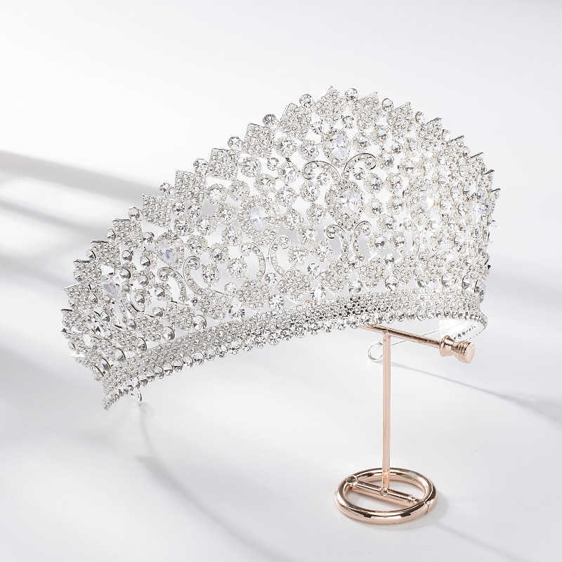 Queen Big Crown Crystal Bridal Jewelry Tiaras Baroque Rhinestone Pageant Diadem Dubai Jewelry Party Weddings Hair Accessories X0625