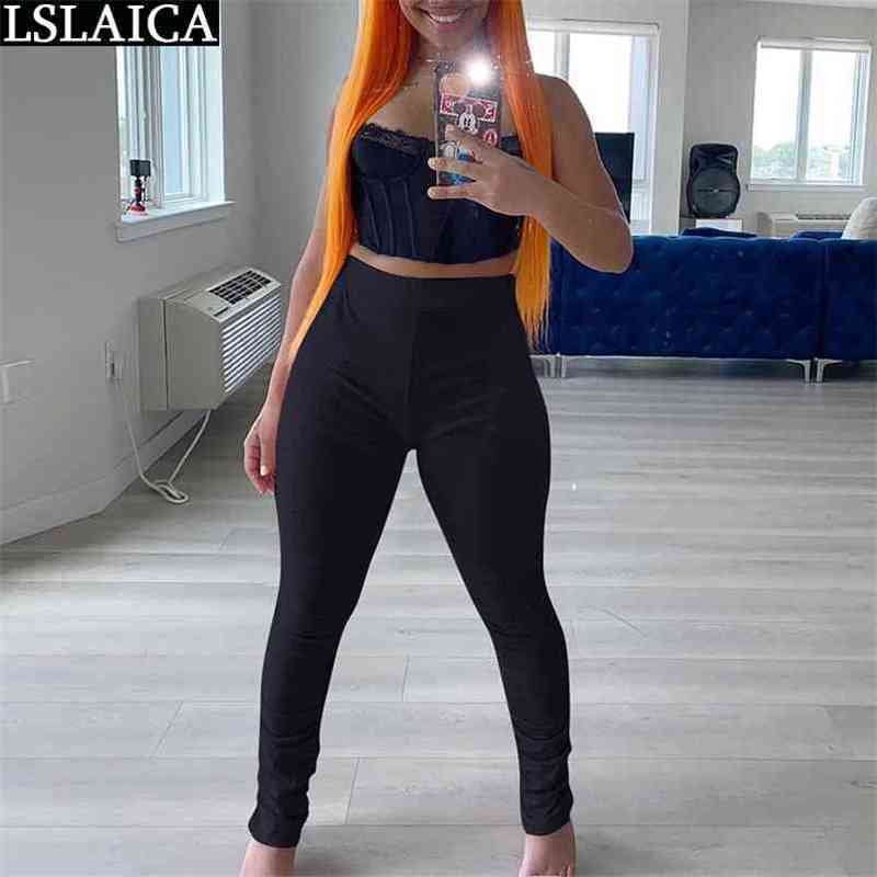 Fashion Sweat Pants Women Casual Personalized Denim Pencil Skinny Solid Color Elastic Waist Pantalones Para Mujer 210515