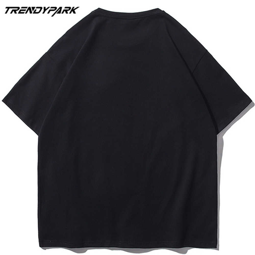 Men's Top Tshirt Summer Short Sleeve Cartoon Rabbit Printed Tee Hip Hop Oversized Cotton Casual Harajuku Streetwear T-shirts 210601