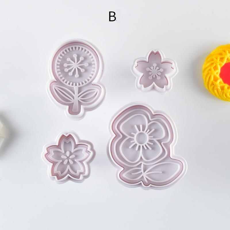 Flower Stamp Biscuit Mold 3D Cookie Plunger Cutter Pastry Decorating DIY Fondant Baking Mould Tool Sunflower Sakura Moulds