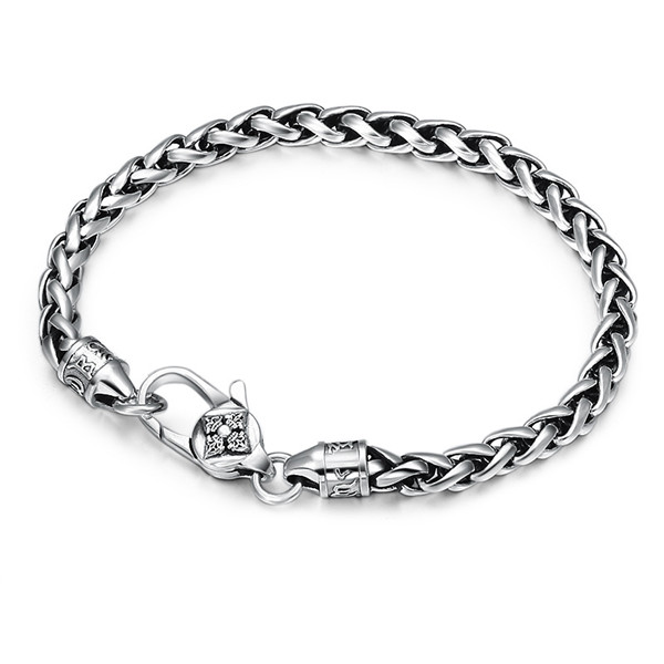 Quality 925 Sterling silver Braided foxtail link chain bracelets 5mm American European antique handmade vintage designer luxury jewelry accessories gi
