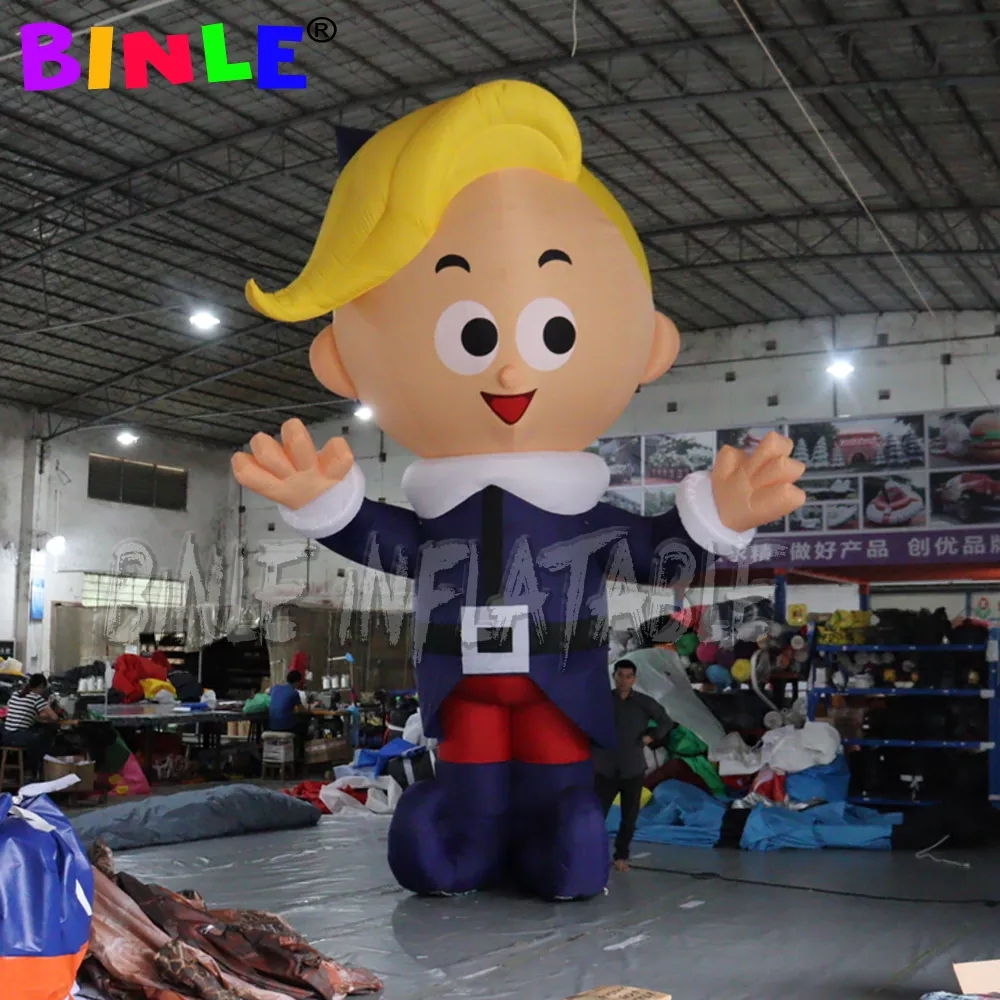 18ft giant outdoor decoration inflatable elf boy with led lights,inflatables cartooon character for christmas holiday events