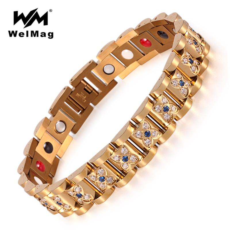Charm Bracelets WelMag Crystal Female Magnetic Luxury Stainless Steel Bracelet Viking Germanium Health Care Jewelry For Women, Golden;silver
Charm Bracelets WelMag Crystal Female Magnetic Luxury Stainless Steel Bracelet Viking Germanium Health Care Jewelry For Women, Golden;silver