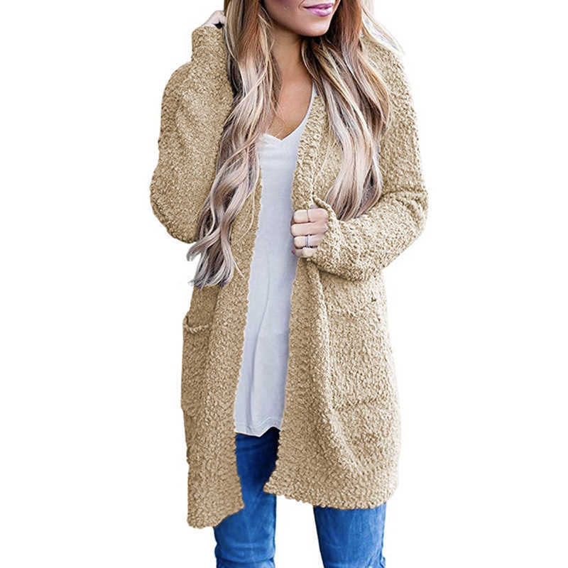 Fleece Cardigans women thick warm winter sweaters female loose soft cardigans knitted outwear jumpers cropped cardigan trui 210604