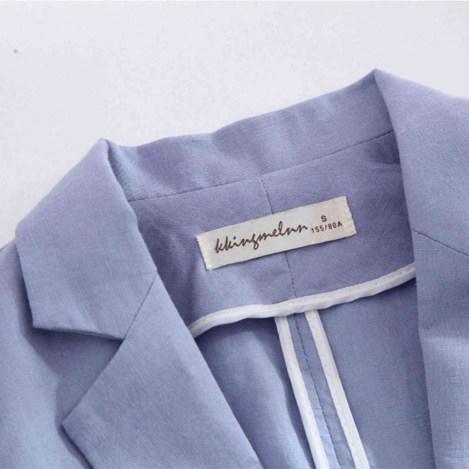 Women's suit jacket summer style fashion white seven-point sleeve office ladies casual short paragraph cotton blazer 211122