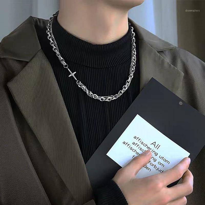 Chains Gothic Titanium Steel Link Cross Chokers Necklace For Men Jewelry Silver Plated Double Layers Solid Metal Fashion
Chains Gothic Titanium Steel Link Cross Chokers Necklace For Men Jewelry Silver Plated Double Layers Solid Metal Fashion