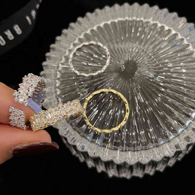 S925 Sterling Silver Super Flash Rhinestone Open Ring 2021 Niche Design Index Finger Fashion Personalized