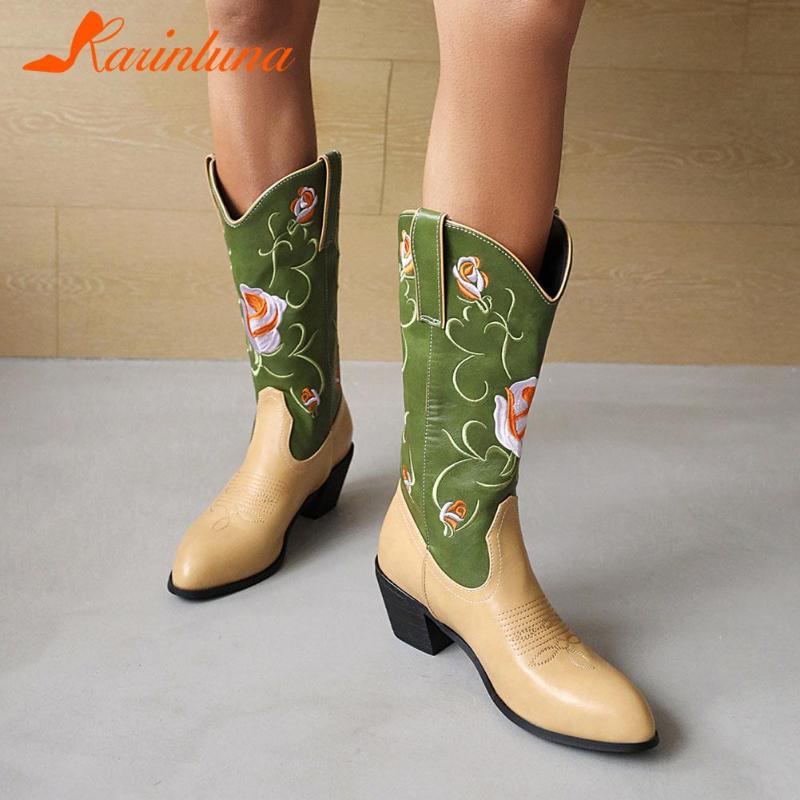 Boots Karin Fashion Arrival Ladies Chunky Heels Pointed Toe Sewing Mixed Colors Slip-On Print Mid-Calf Women, Green
Boots Karin Fashion Arrival Ladies Chunky Heels Pointed Toe Sewing Mixed Colors Slip-On Print Mid-Calf Women, Green