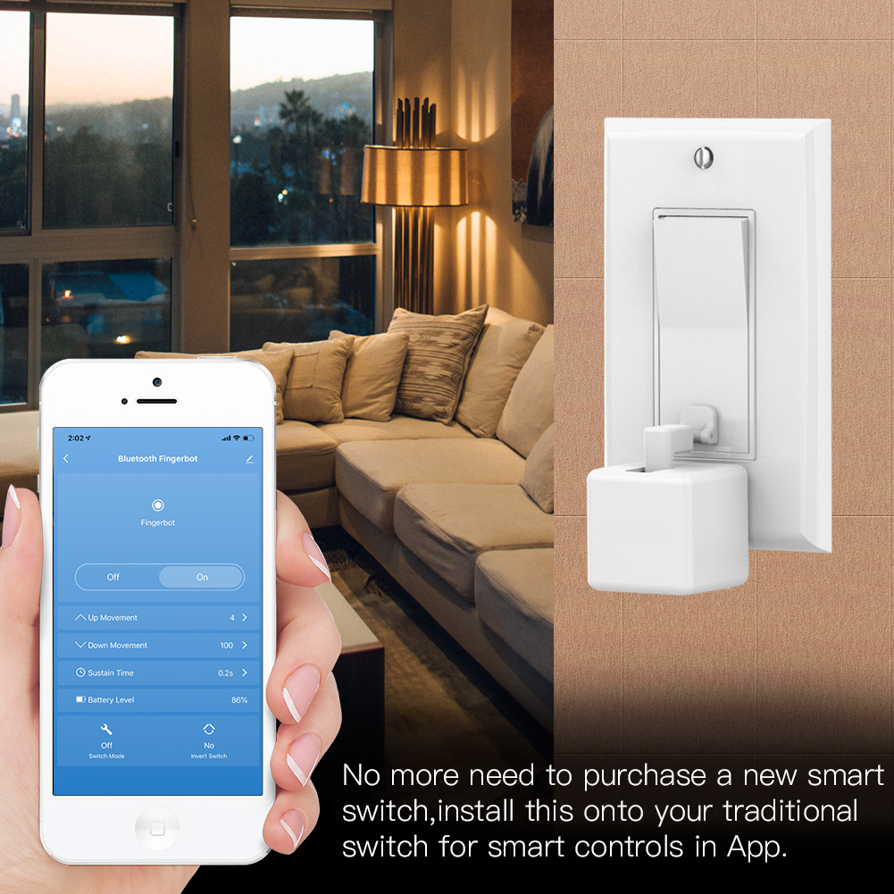 Moes Tuya Bluetooth control Switch Fingerbot Button Pusher Smart Life App Voice Controled by via Alexa Google Assistant